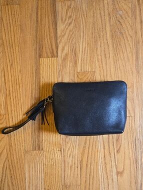 Tecovas black leather clutch wristlet